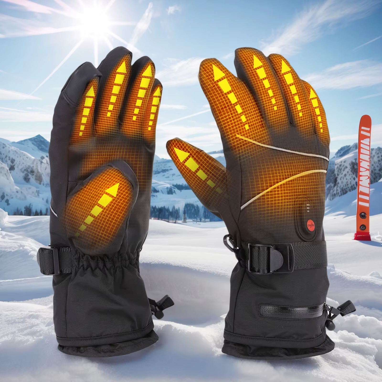 Electric Heating Gloves Touchscreen Thermal Gloves Rechargeable Anti-Scratch Heated Gloves for Motorcycle Bike Gloves