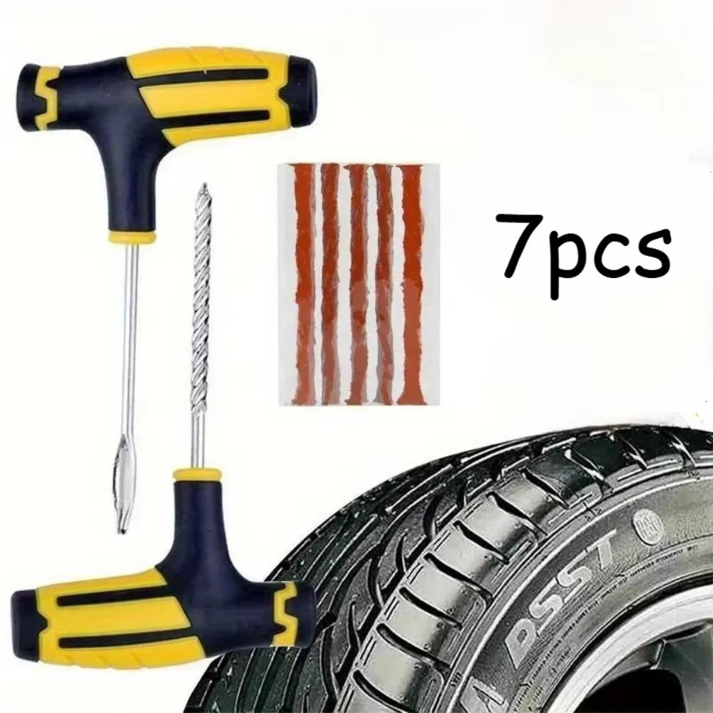 Car Tire Repair Kit with Tools & Adhesive – Durable Plug Strips Included, Uses for Tubeless Tyre Emergency Puncture Fix