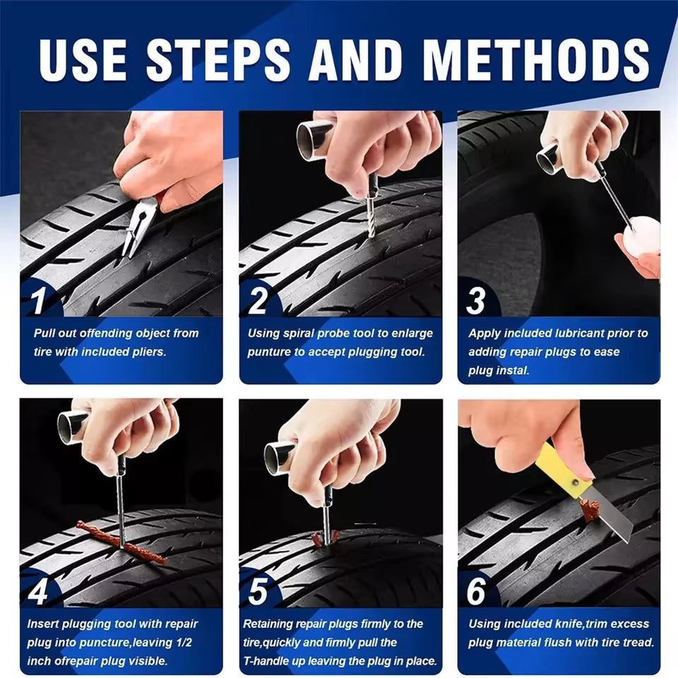 Car Tire Repair Tool Tire Repair Kit Studding Tool Set Auto Bike Motorcycle Tire Repair Puncture Plug Car Accessories
