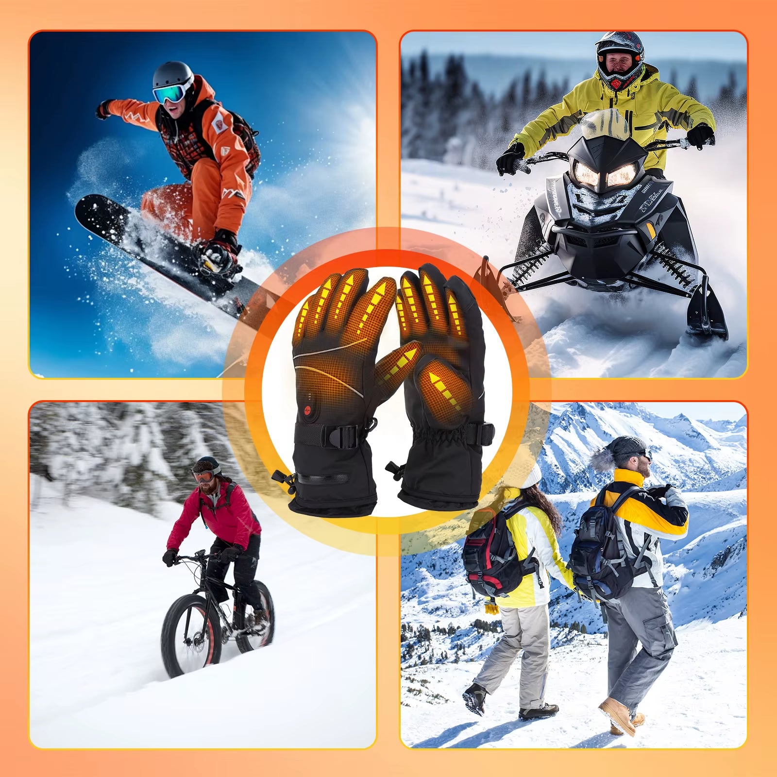 Electric Heating Gloves Touchscreen Thermal Gloves Rechargeable Anti-Scratch Heated Gloves for Motorcycle Bike Gloves