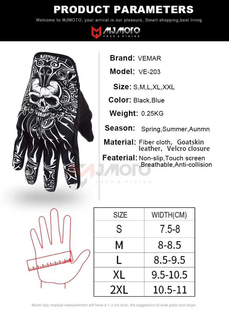 Summer Retro Motorcycle Riding Gloves Touchscreen Motocross Gloves Anti-Fall Anti-Drop Motorbike Gloves Non-Slip Wear-Resistant