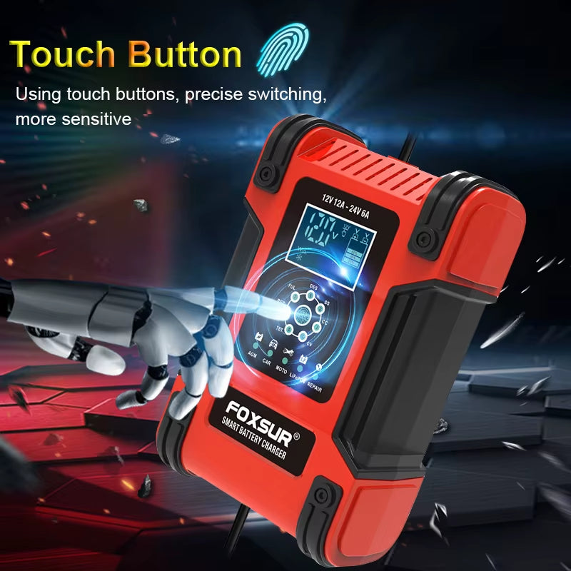 12A Car Battery Charger, 12V 24V Battery Charger & Maintainer, Automatic Battery Charger for AGM 