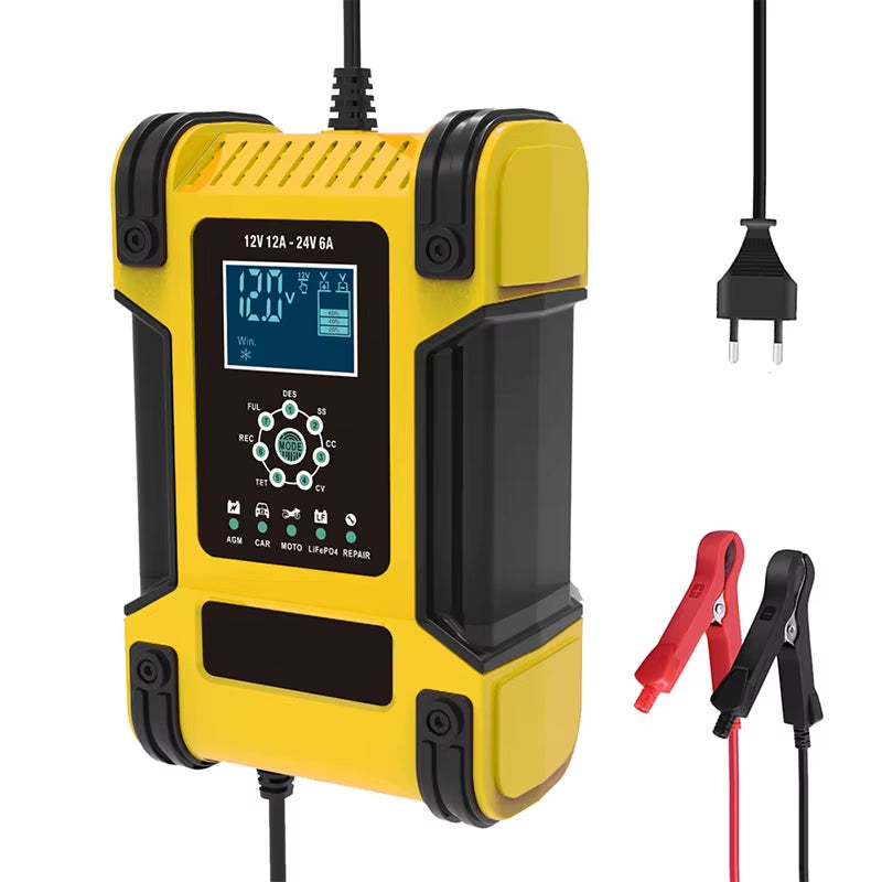 12A Car Battery Charger, 12V 24V Battery Charger & Maintainer, Automatic Battery Charger for AGM 