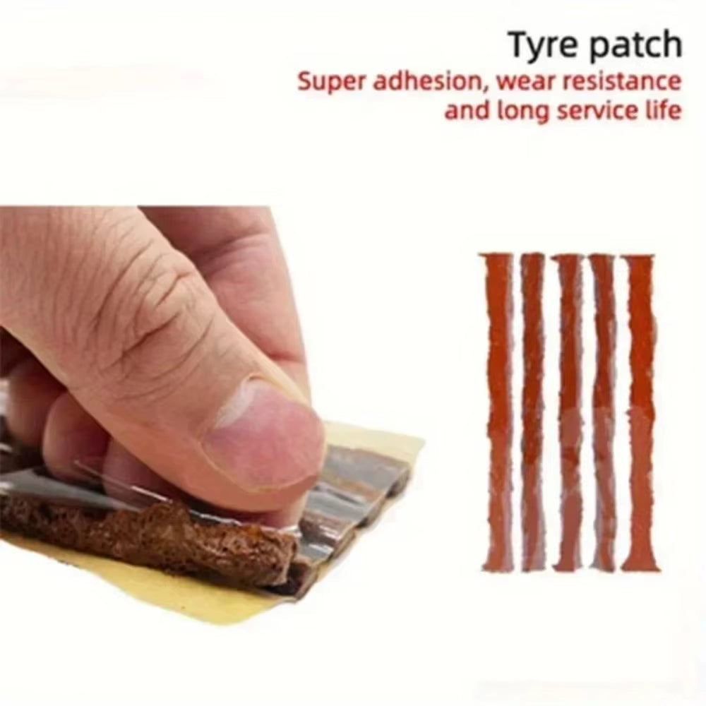 Car Tire Repair Kit with Tools & Adhesive – Durable Plug Strips Included, Uses for Tubeless Tyre Emergency Puncture Fix