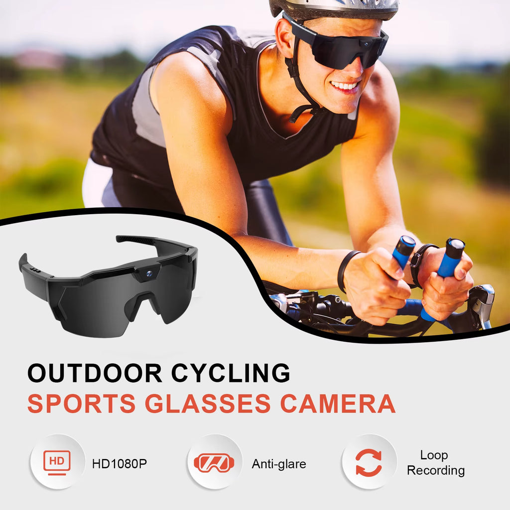 POV Sports Glasses with Camera 16GB HD 1080P Video Glasses Action Camera Sunglasses Smart Glasses for Outdoor Cycling Hiking