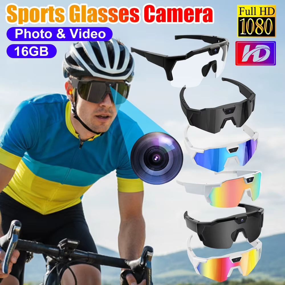 POV Sports Glasses with Camera 16GB HD 1080P Video Glasses Action Camera Sunglasses Smart Glasses for Outdoor Cycling Hiking