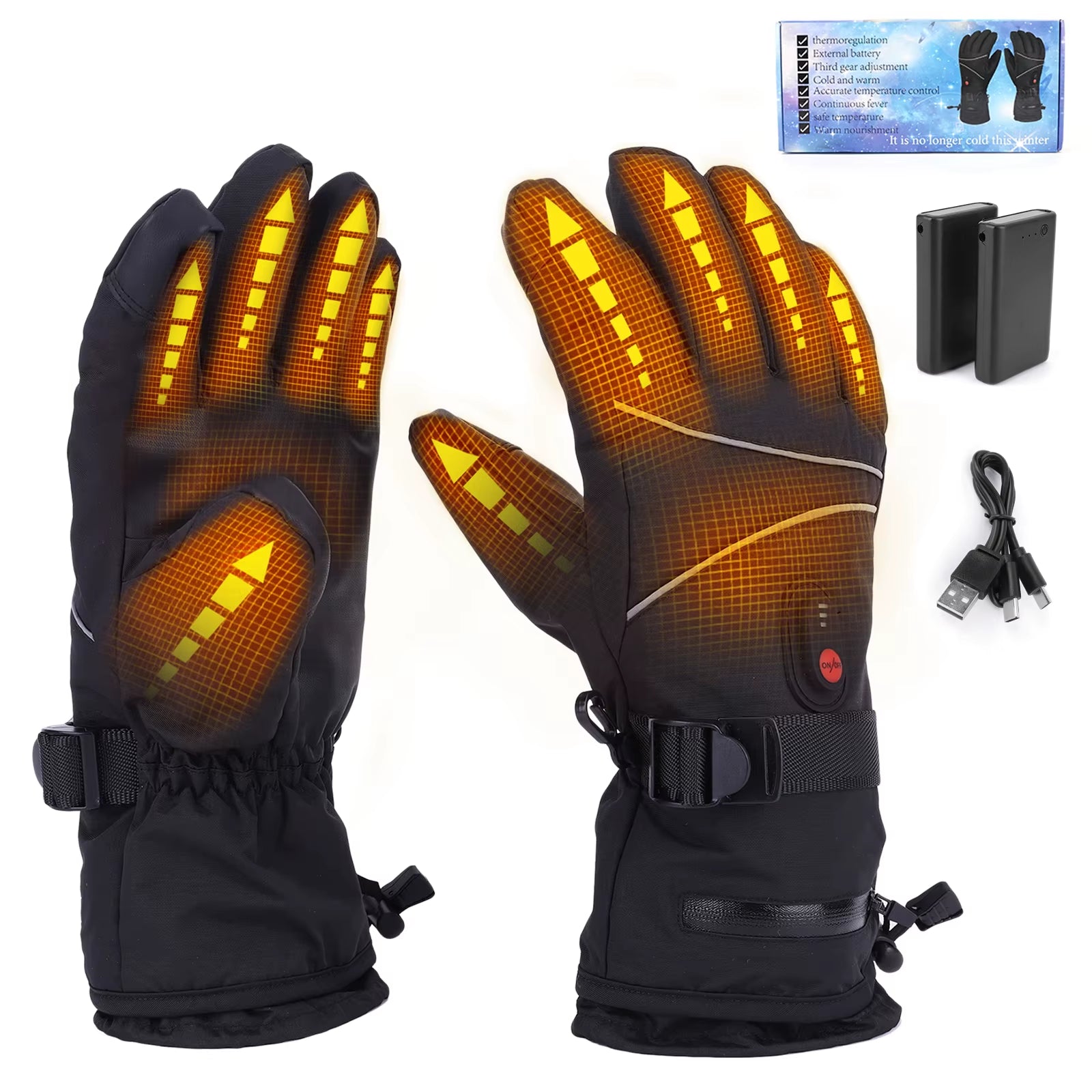 Electric Heating Gloves Touchscreen Thermal Gloves Rechargeable Anti-Scratch Heated Gloves for Motorcycle Bike Gloves