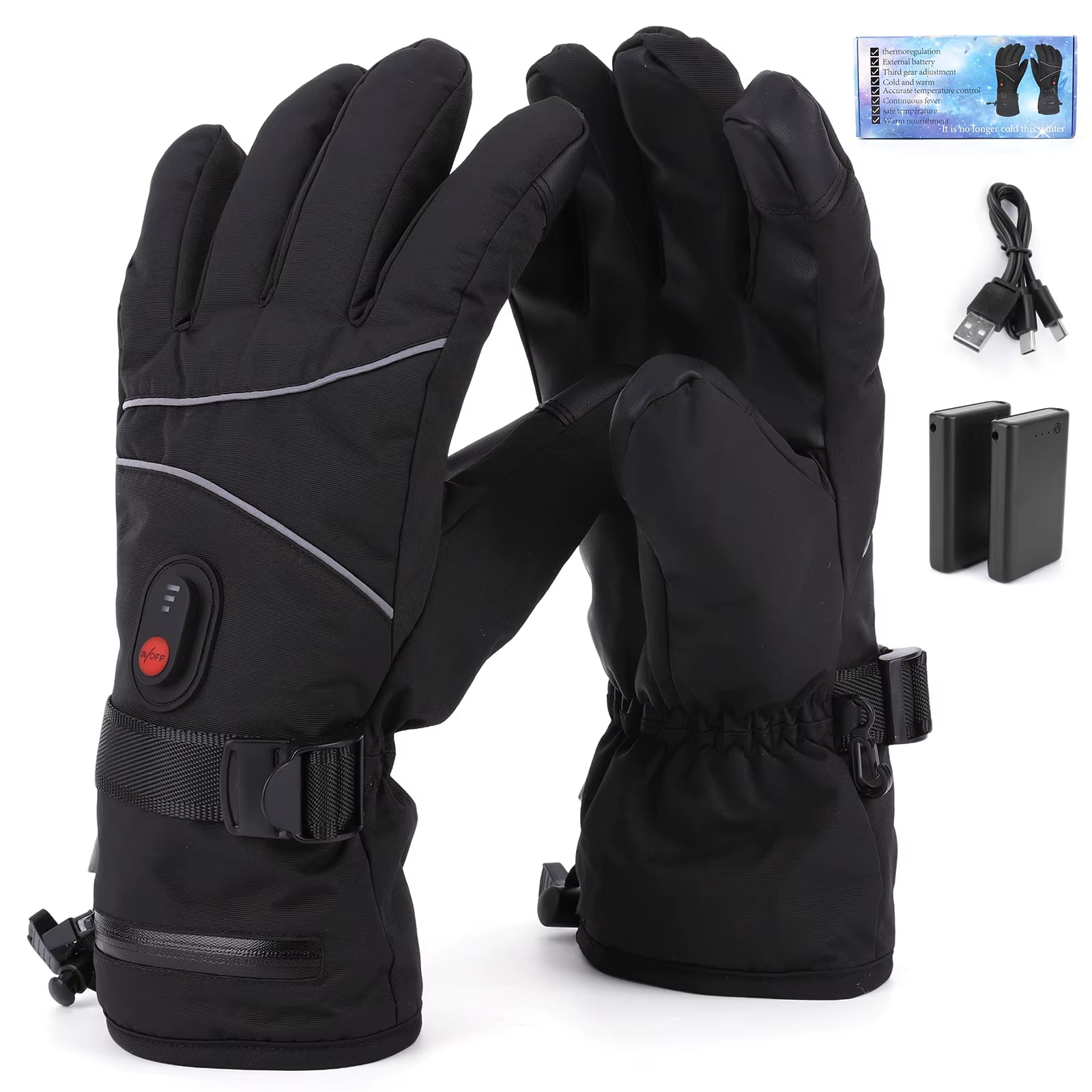 Electric Heating Gloves Touchscreen Thermal Gloves Rechargeable Anti-Scratch Heated Gloves for Motorcycle Bike Gloves